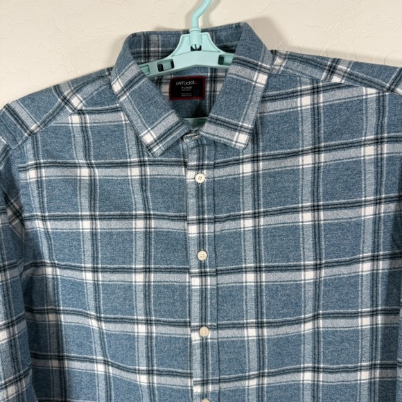 UNTUCKit Other - Untuckit Shirt Mens XL Blue Relaxed Fit Flannel Button Up Salentino Plaid